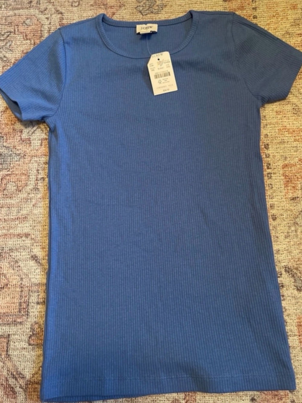 J. Crew Ribbed Short Sleeve Crewneck Top in Cornflower Blue